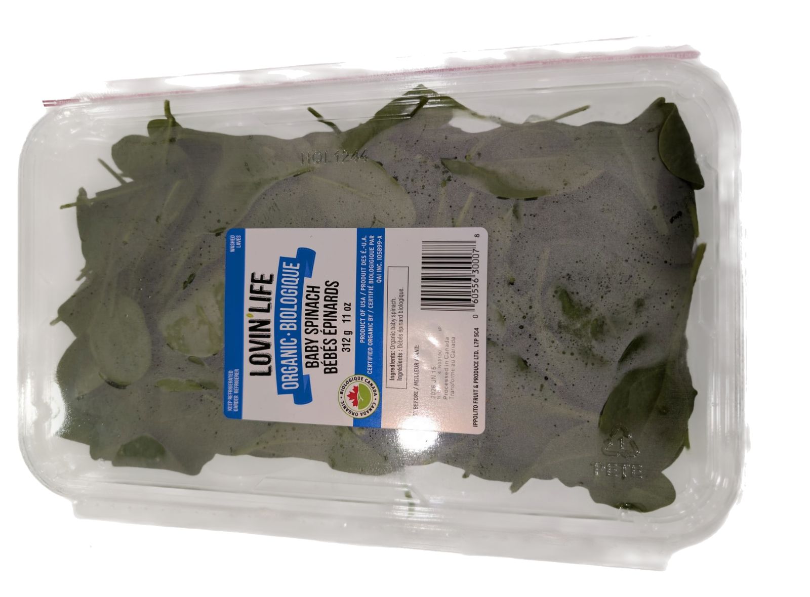 Organic Baby Spinach (11 oz Clamshell)