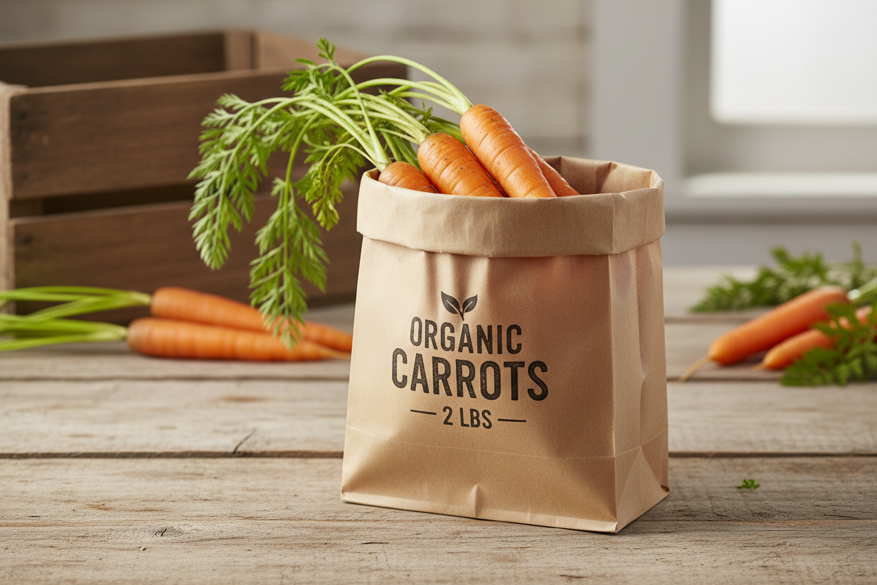 Organic Carrots (2 lb Bag) in paper bag
