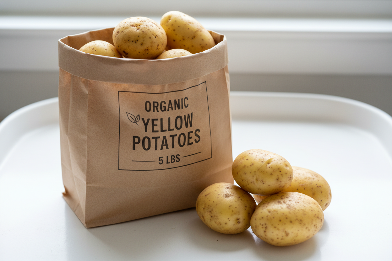 Organic Yellow Potatoes (5 lb Bag)  using paper bag